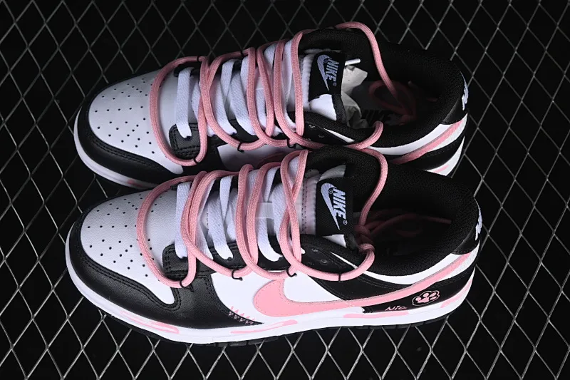 All categories Nk SB Dunk Series Nk SB Dunk Low High-end customized low-top sneakers Nike SB Dunk Low Cat claw black powder Deconstructed strap casual sneakers DD1503-101